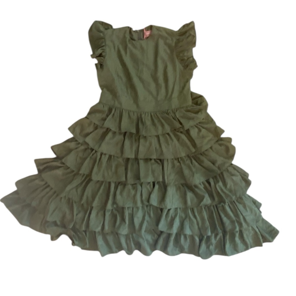 JessaKae Olive Green Tiered Ruffle Midi Dress - Picture 10 of 12